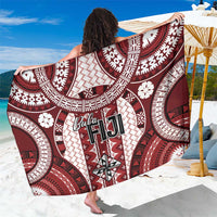 Bula Fiji Vintage Sarong Scarlet Masi Motifs LT7 One Size 44 x 66 inches Scarlet - Polynesian Pride
