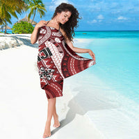 Bula Fiji Vintage Sarong Scarlet Masi Motifs LT7 - Polynesian Pride