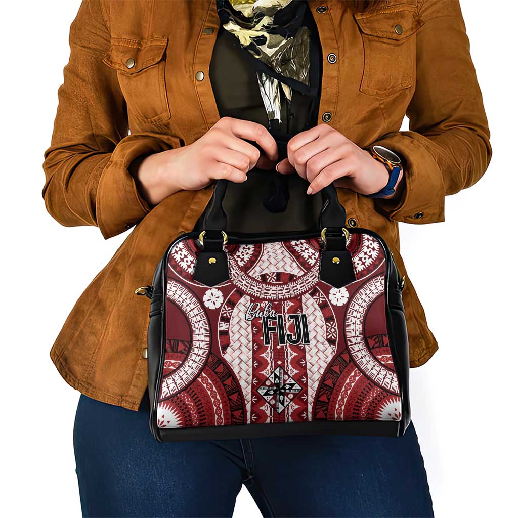 Bula Fiji Vintage Shoulder Handbag Scarlet Masi Motifs LT7 - Polynesian Pride