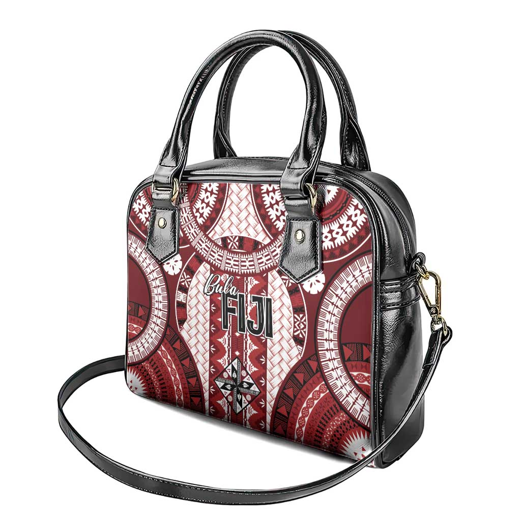 Bula Fiji Vintage Shoulder Handbag Scarlet Masi Motifs LT7 - Polynesian Pride