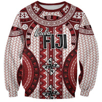 Bula Fiji Vintage Sweatshirt Scarlet Masi Motifs LT7 Unisex Scarlet - Polynesian Pride