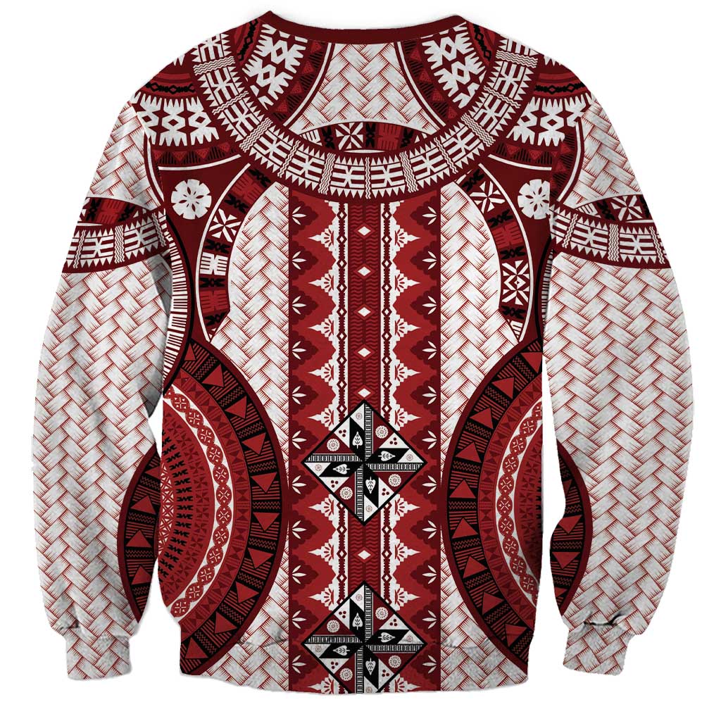 Bula Fiji Vintage Sweatshirt Scarlet Masi Motifs LT7 - Polynesian Pride