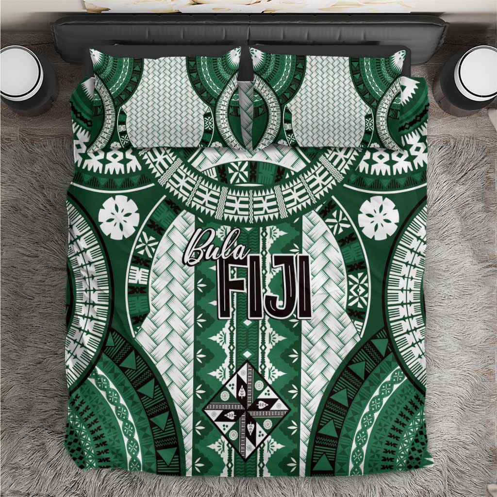 Bula Fiji Vintage Bedding Set Phthalo Green Masi Motifs LT7 Phthalo Green - Polynesian Pride