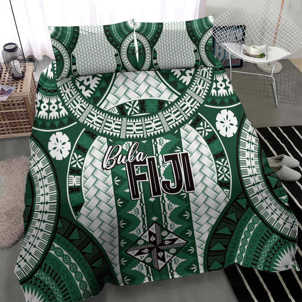Bula Fiji Vintage Bedding Set Phthalo Green Masi Motifs LT7 - Polynesian Pride