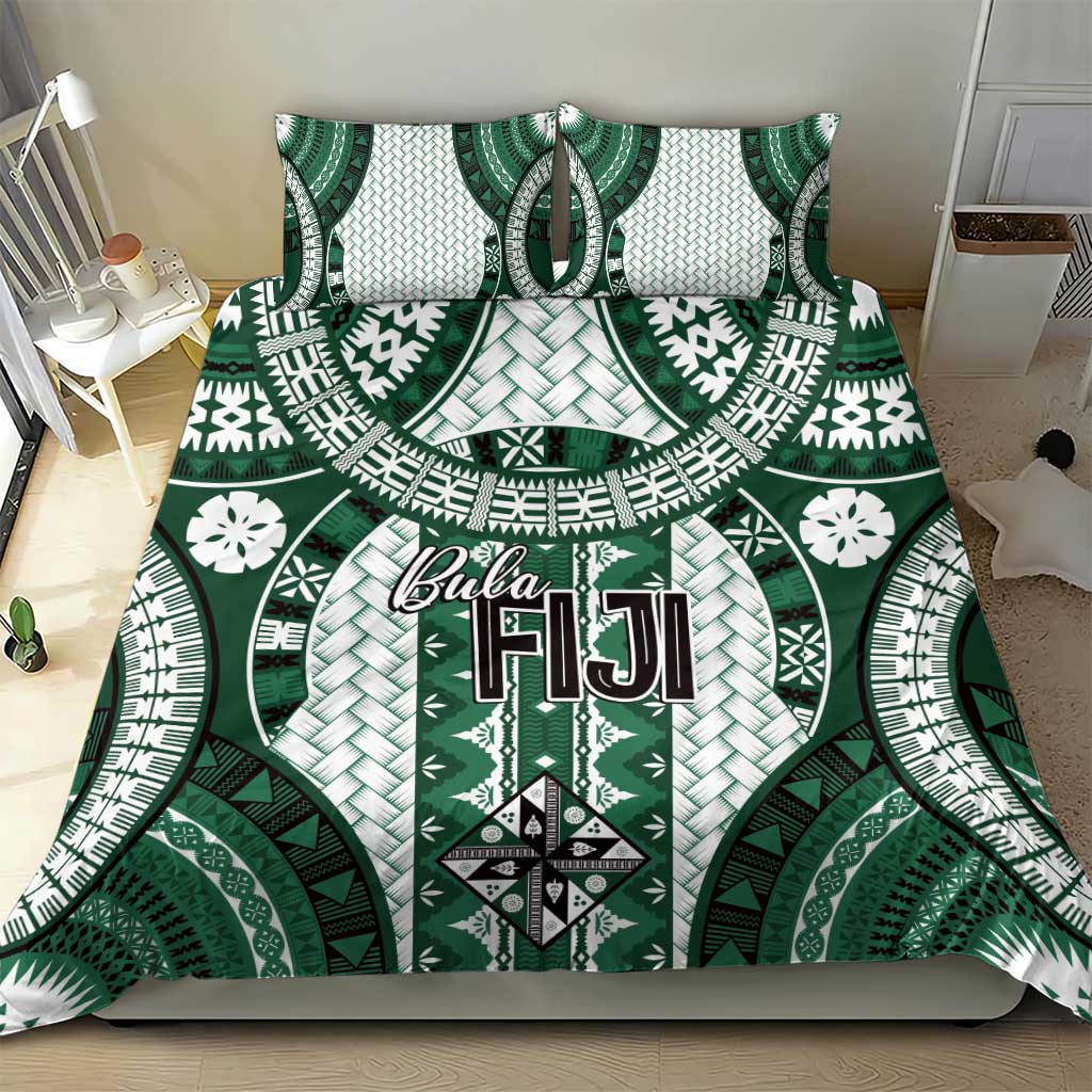 Bula Fiji Vintage Bedding Set Phthalo Green Masi Motifs LT7 - Polynesian Pride