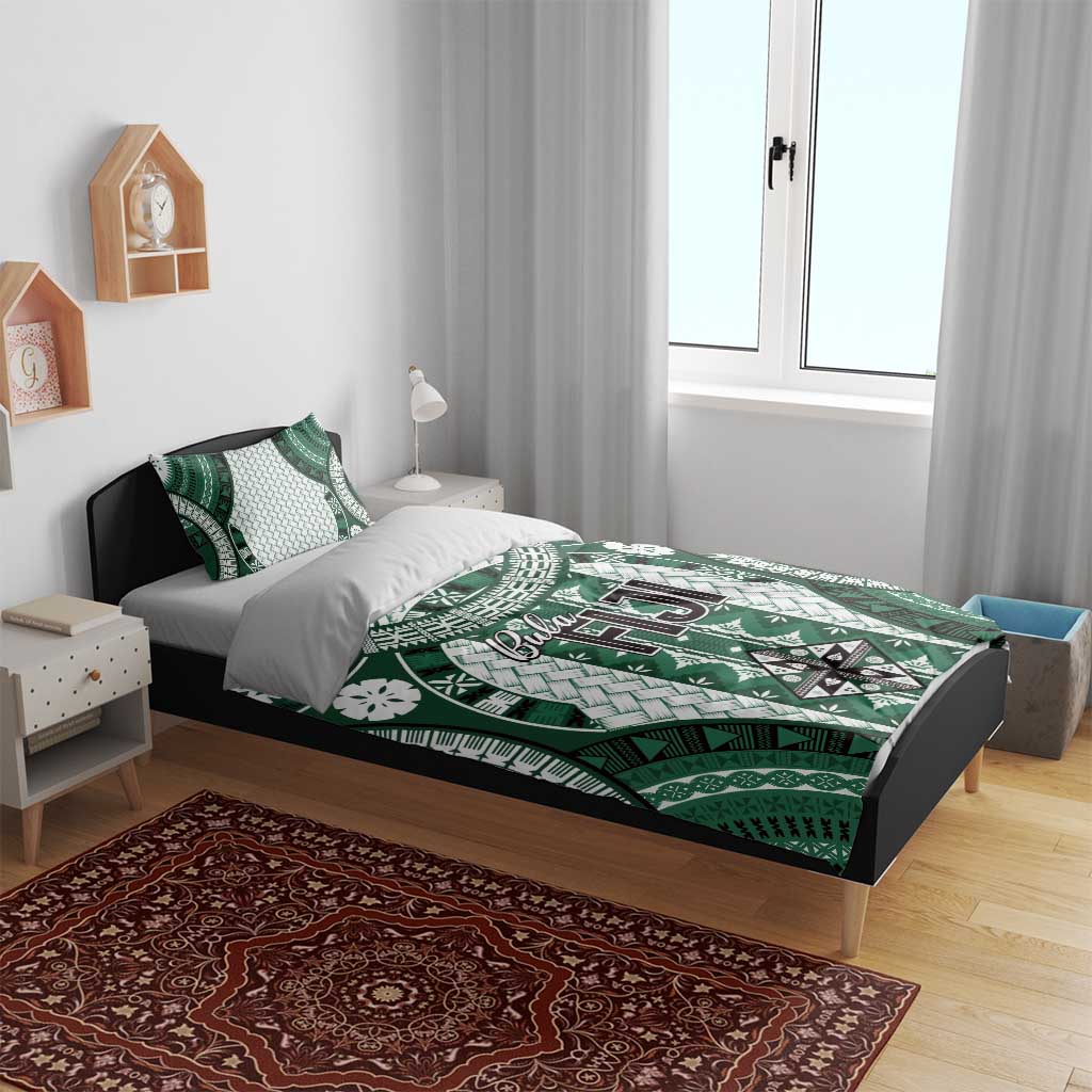 Bula Fiji Vintage Bedding Set Phthalo Green Masi Motifs LT7 - Polynesian Pride