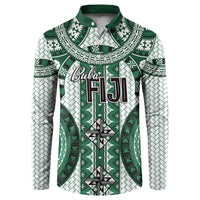 Bula Fiji Vintage Button Sweatshirt Phthalo Green Masi Motifs LT7 Phthalo Green - Polynesian Pride