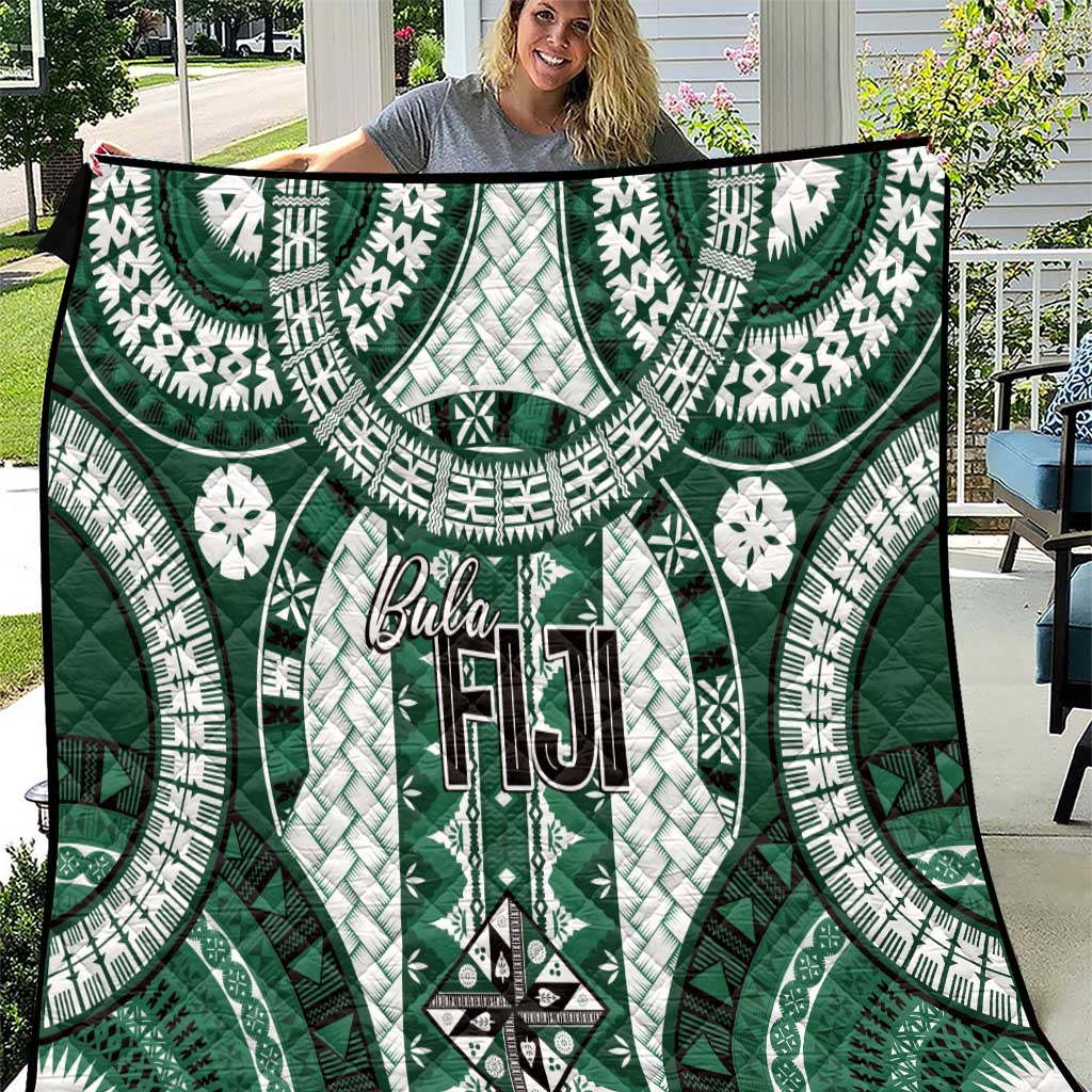Bula Fiji Vintage Quilt Phthalo Green Masi Motifs LT7 Phthalo Green - Polynesian Pride
