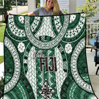 Bula Fiji Vintage Quilt Phthalo Green Masi Motifs LT7 Phthalo Green - Polynesian Pride