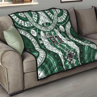 Bula Fiji Vintage Quilt Phthalo Green Masi Motifs LT7 - Polynesian Pride