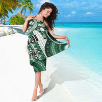 Bula Fiji Vintage Sarong Phthalo Green Masi Motifs LT7 - Polynesian Pride