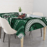 Bula Fiji Vintage Tablecloth Phthalo Green Masi Motifs LT7 - Polynesian Pride