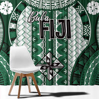 Bula Fiji Vintage Window Curtain Phthalo Green Masi Motifs LT7 - Polynesian Pride