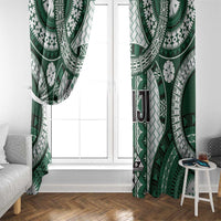 Bula Fiji Vintage Window Curtain Phthalo Green Masi Motifs LT7 - Polynesian Pride