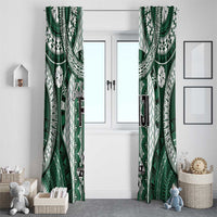 Bula Fiji Vintage Window Curtain Phthalo Green Masi Motifs LT7 - Polynesian Pride