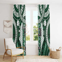 Bula Fiji Vintage Window Curtain Phthalo Green Masi Motifs LT7 - Polynesian Pride
