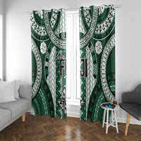 Bula Fiji Vintage Window Curtain Phthalo Green Masi Motifs LT7 With Grommets Phthalo Green - Polynesian Pride
