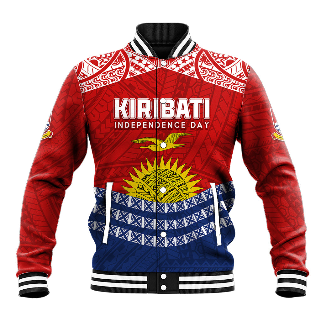 Personalised Kiribati Independence Day Baseball Jacket Flag Style 44th Anniversary LT7 Unisex Red - Polynesian Pride