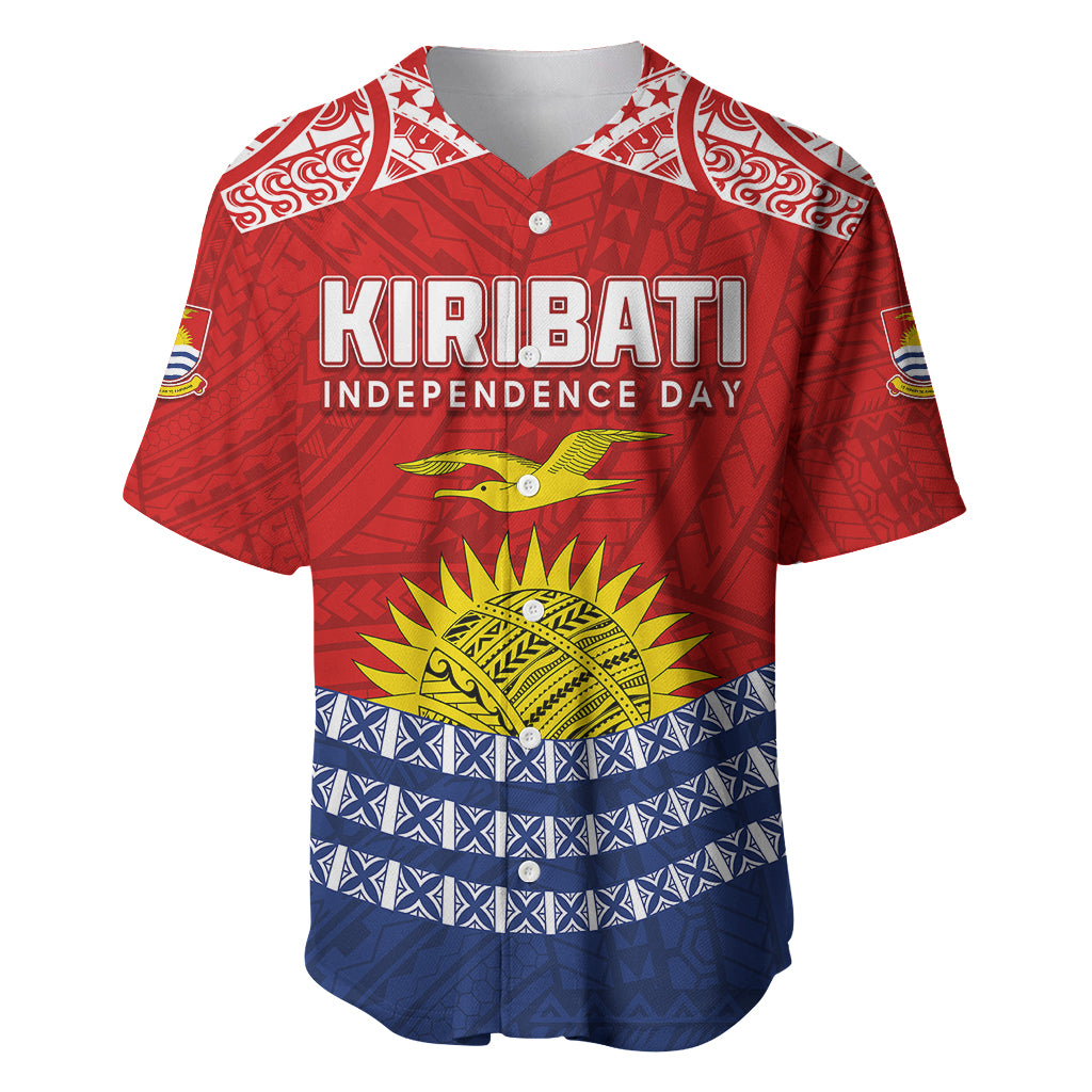 Personalised Kiribati Independence Day Baseball Jersey Flag Style 44th Anniversary LT7 Red - Polynesian Pride