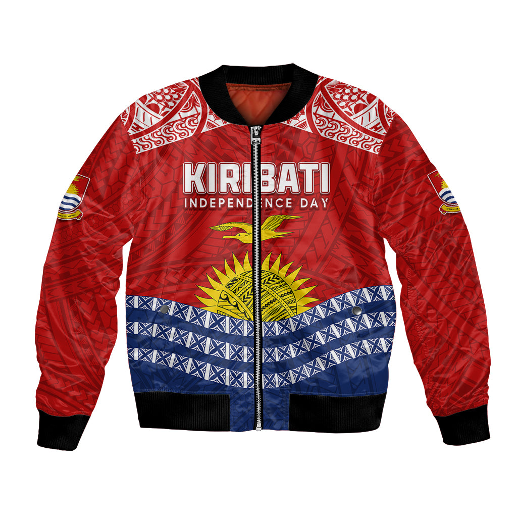 Personalised Kiribati Independence Day Bomber Jacket Flag Style 44th Anniversary LT7 Unisex Red - Polynesian Pride
