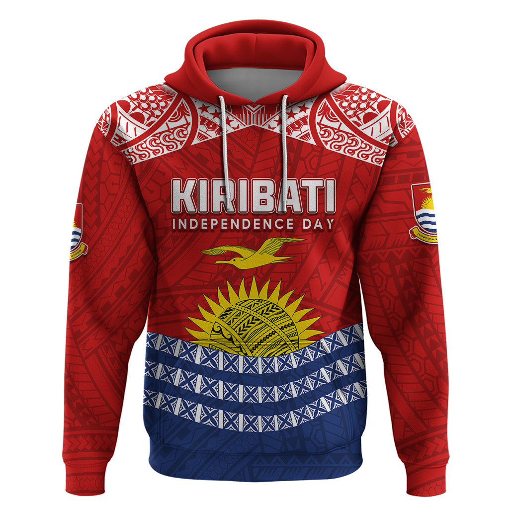 Custom Kiribati Independence Day Hoodie Flag Style 44th Anniversary LT7 Pullover Hoodie Red - Polynesian Pride