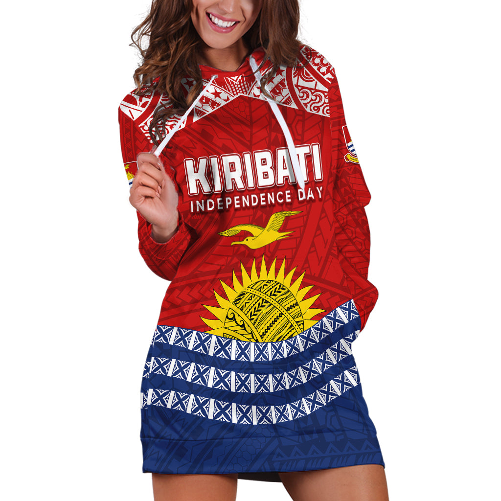 Personalised Kiribati Independence Day Hoodie Dress Flag Style 44th Anniversary LT7 Red - Polynesian Pride