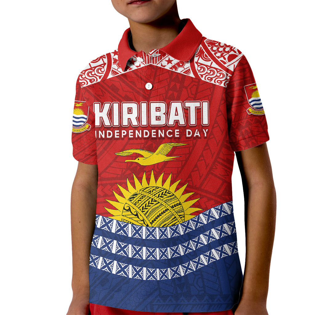Personalised Kiribati Independence Day Kid Polo Shirt Flag Style 44th Anniversary LT7 Kid Red - Polynesian Pride