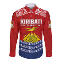 Personalised Kiribati Independence Day Long Sleeve Button Shirt Flag Style LT7 Unisex Red - Polynesian Pride