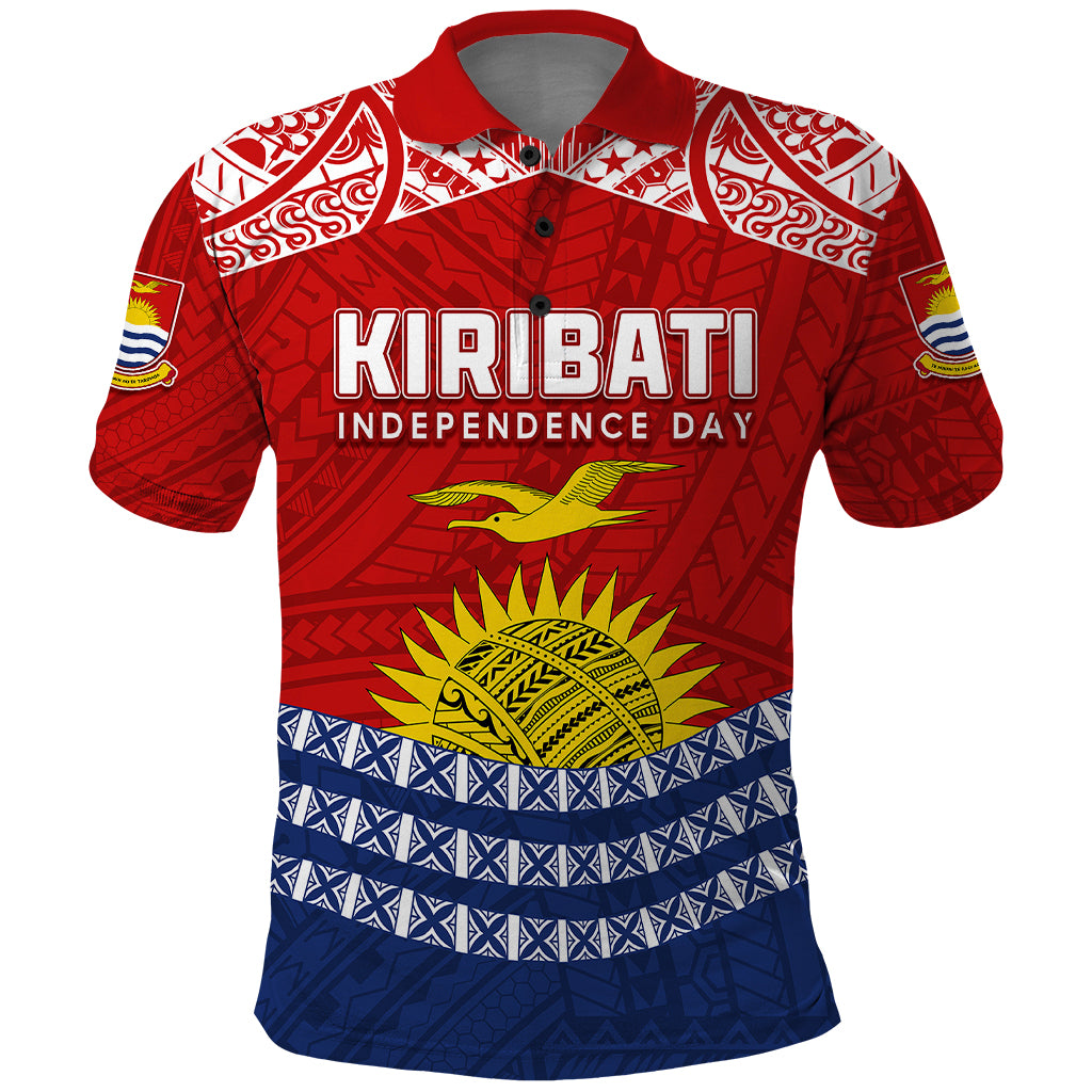 Custom Kiribati Independence Day Polo Shirt Flag Style 44th Anniversary LT7 Red - Polynesian Pride