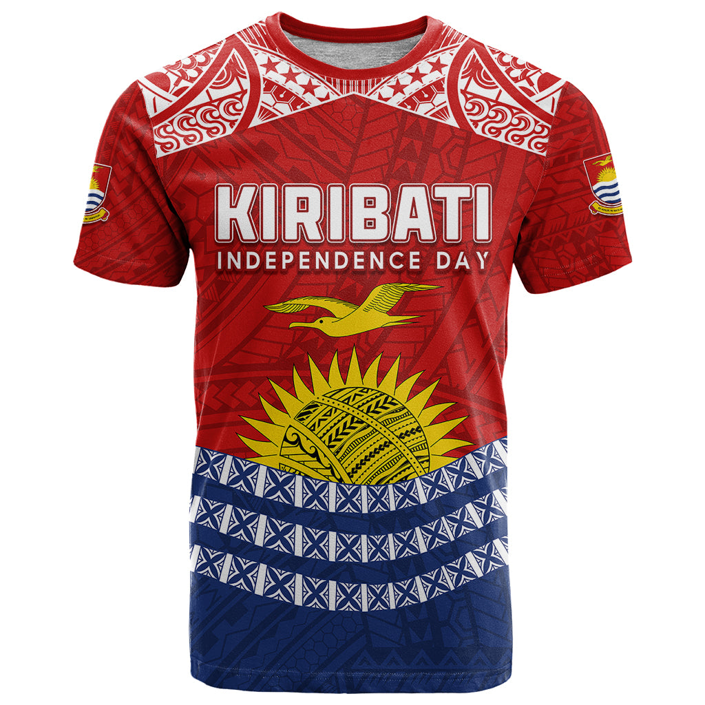 Custom Kiribati Independence Day T Shirt Flag Style LT7 Red - Polynesian Pride