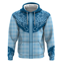 Hawai'i Paniolo Motif Deep Blue Hoodie Floral Palaka Print LT7 Pullover Hoodie Navy Blue - Polynesian Pride