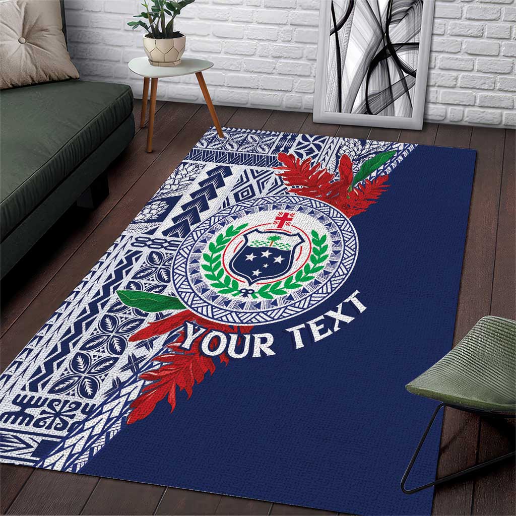 Samoa Rugby Personalized Area Rug Toa Samoa Myriad Siapo LT7 Blue - Polynesian Pride