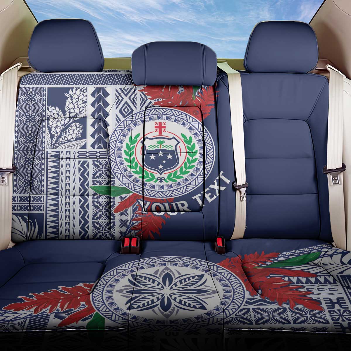 Samoa Rugby Personalized Back Car Seat Cover Toa Samoa Myriad Siapo LT7 One Size Blue - Polynesian Pride