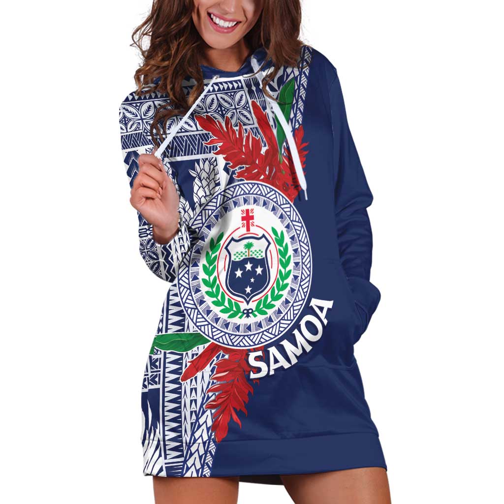 Samoa Rugby Personalized Hoodie Dress Toa Samoa Myriad Siapo LT7 Blue - Polynesian Pride