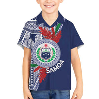 Samoa Rugby Personalized Kid Hawaiian Shirt Toa Samoa Myriad Siapo LT7 Kid Blue - Polynesian Pride