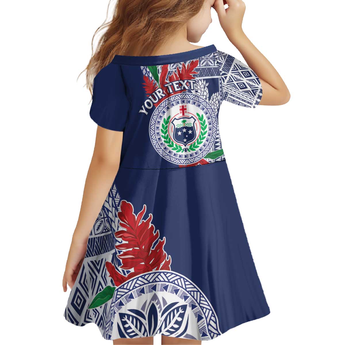 Samoa Rugby Personalized Kid Short Sleeve Dress Toa Samoa Myriad Siapo LT7 - Polynesian Pride