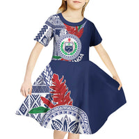 Samoa Rugby Personalized Kid Short Sleeve Dress Toa Samoa Myriad Siapo LT7 - Polynesian Pride