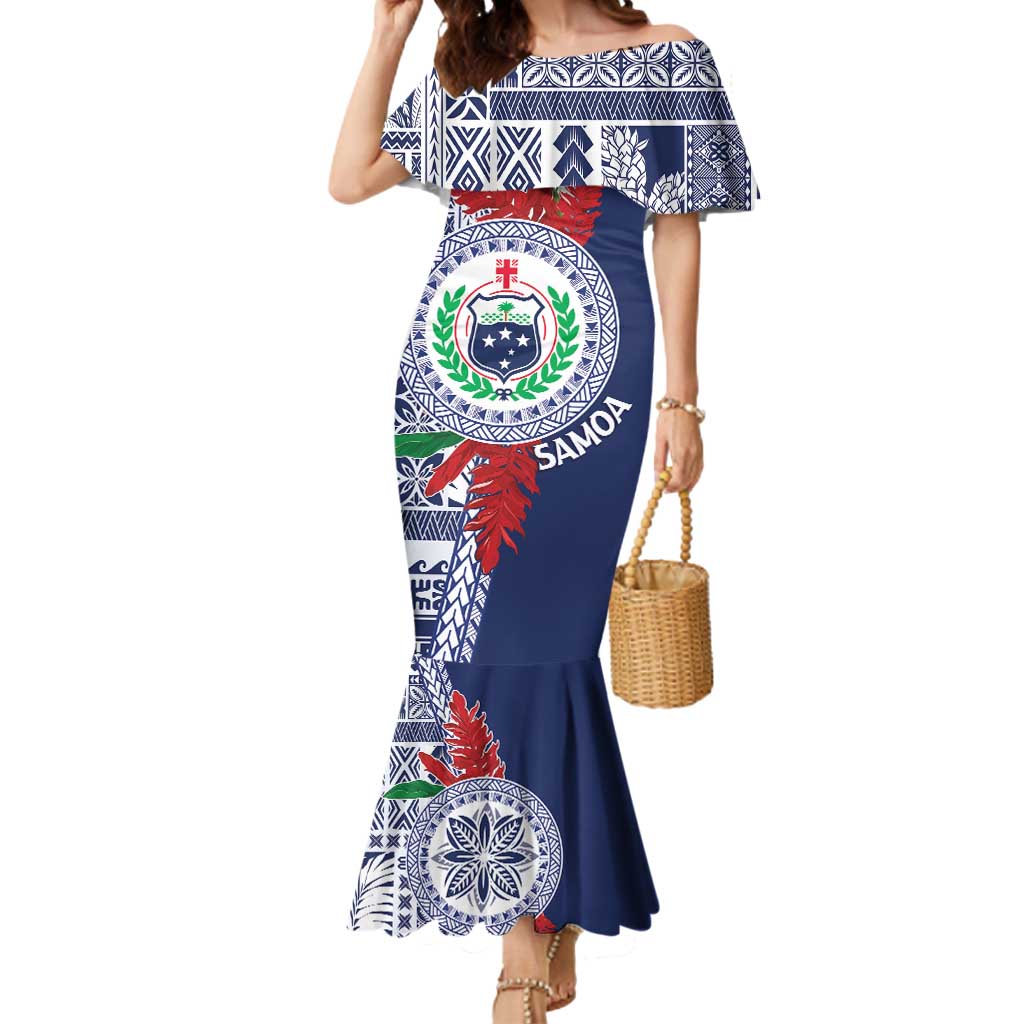Samoa Rugby Personalized Mermaid Dress Toa Samoa Myriad Siapo LT7 Women Blue - Polynesian Pride