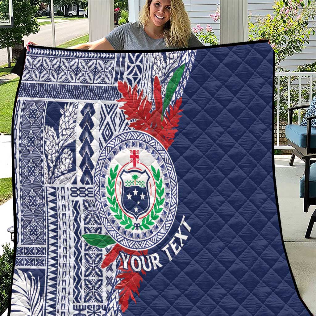 Samoa Rugby Personalized Quilt Toa Samoa Myriad Siapo LT7 Blue - Polynesian Pride