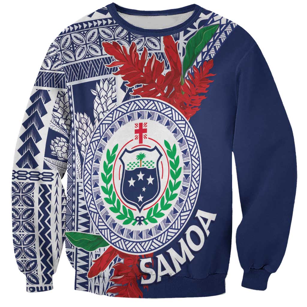 Samoa Rugby Personalized Sweatshirt Toa Samoa Myriad Siapo LT7 Unisex Blue - Polynesian Pride