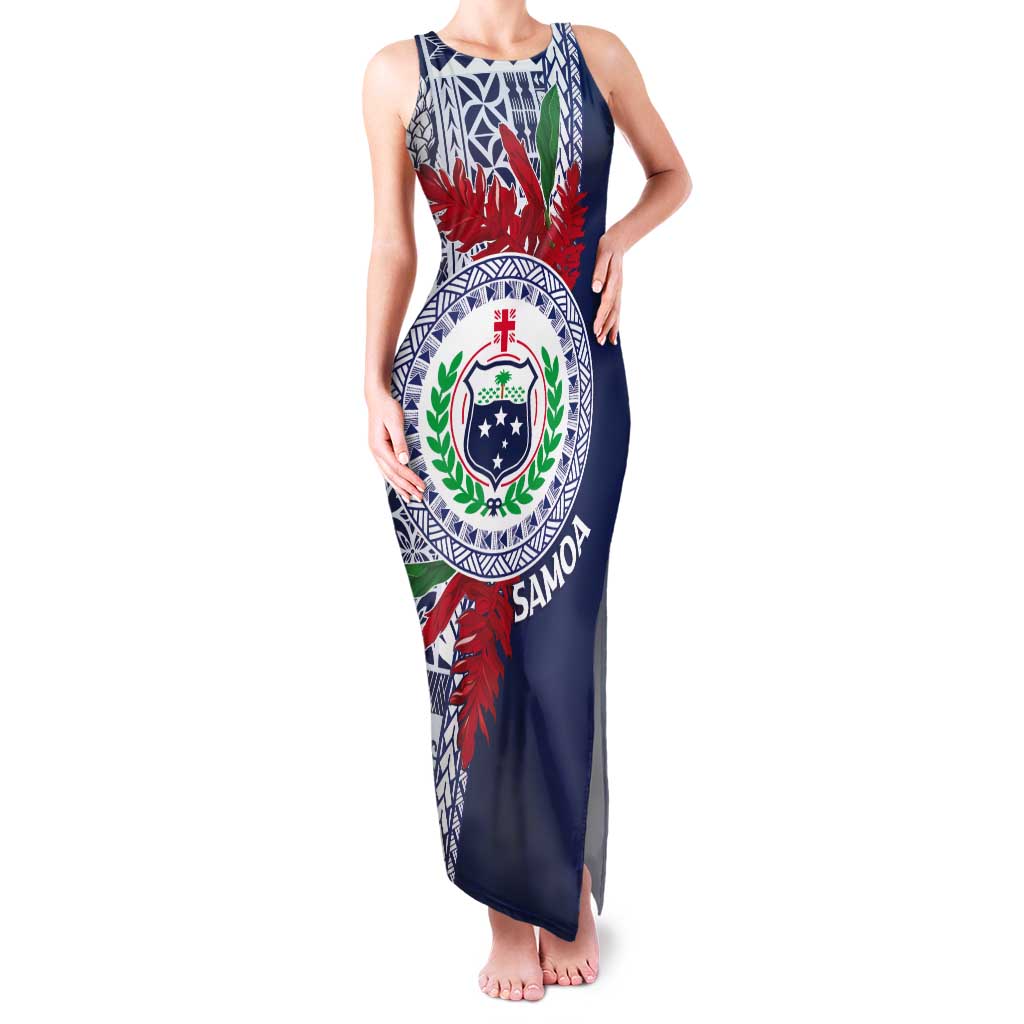 Samoa Rugby Personalized Tank Maxi Dress Toa Samoa Myriad Siapo LT7 Women Blue - Polynesian Pride