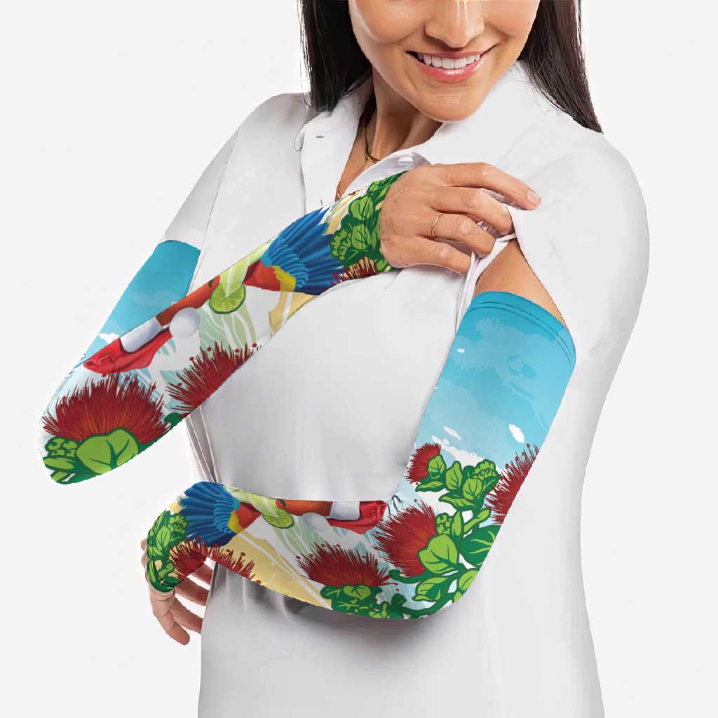 Have A Very Beach Christmas Arm Sleeves Parrot By Lehua Flower LT7 - Polynesian Pride