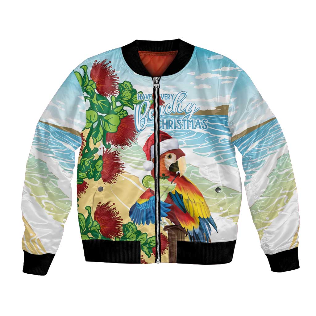 Have A Very Beach Christmas Bomber Jacket Parrot By Lehua Flower LT7 Unisex Art - Polynesian Pride