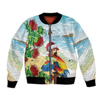 Have A Very Beach Christmas Bomber Jacket Parrot By Lehua Flower LT7 Unisex Art - Polynesian Pride