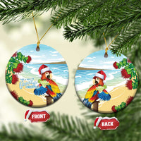 Have A Very Beach Christmas Ceramic Ornament Parrot By Lehua Flower LT7 Circle Art - Polynesian Pride