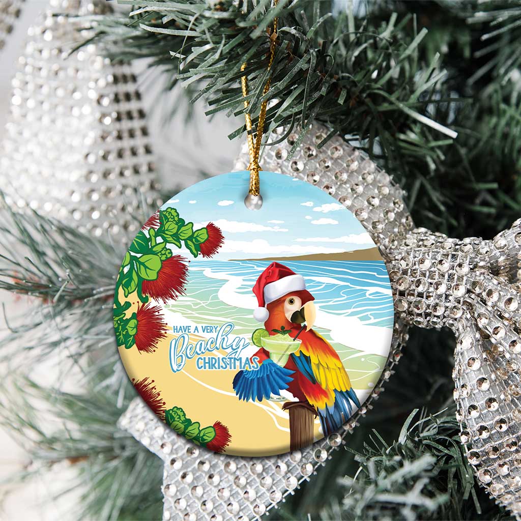 Have A Very Beach Christmas Ceramic Ornament Parrot By Lehua Flower LT7 - Polynesian Pride