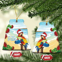 Have A Very Beach Christmas Ceramic Ornament Parrot By Lehua Flower LT7 Bell Flake Art - Polynesian Pride