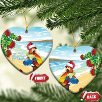 Have A Very Beach Christmas Ceramic Ornament Parrot By Lehua Flower LT7 Heart Art - Polynesian Pride
