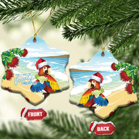 Have A Very Beach Christmas Ceramic Ornament Parrot By Lehua Flower LT7 Snow Flake Art - Polynesian Pride