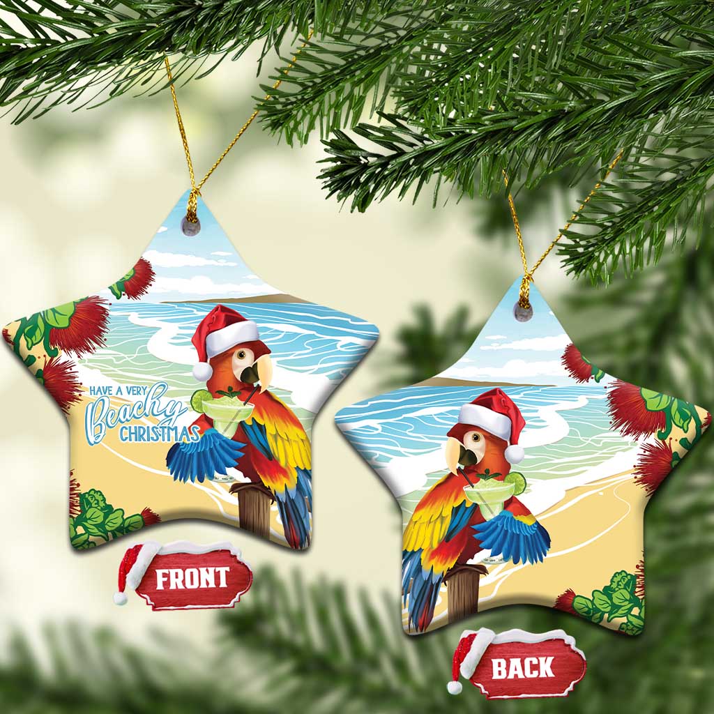 Have A Very Beach Christmas Ceramic Ornament Parrot By Lehua Flower LT7 Star Art - Polynesian Pride